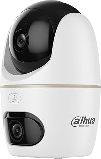 Dahua H5D-5F Überwachungskamera Innen mit 5MP Dual-Objektiv, 2.4/5GHz WLAN Kamera, Proaktiver EIN-klick-Anruf, KI-Erkennung, Automatische Verfolgung, Nachtsicht, Sirene, Ideal für Baby/Haustier