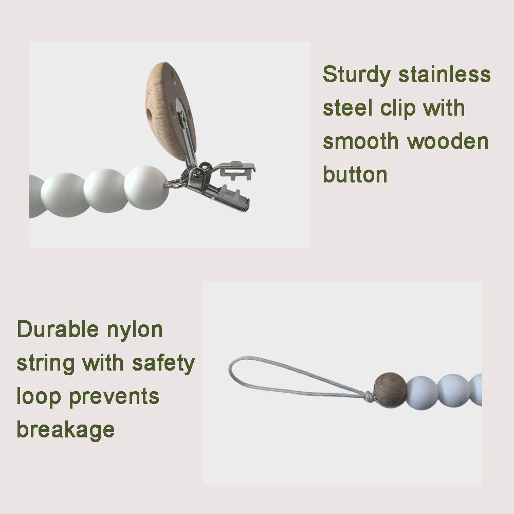 Silicone Pacifier Clips for Baby, Paci Holders Binky Clips, 2 Pack (Power Rose+Dusty Lilac)