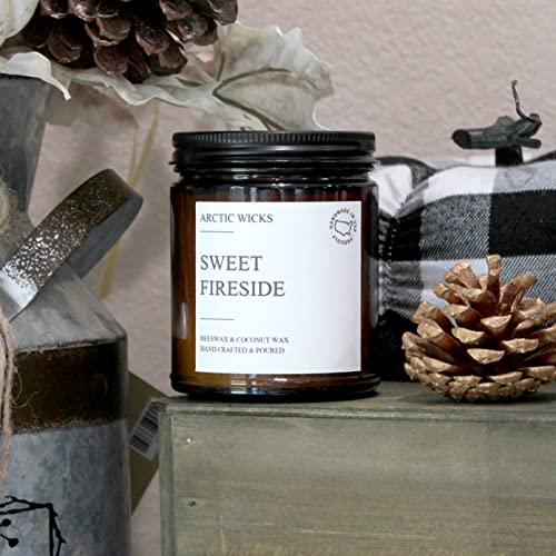 Arctic Wicks Sweet Fireside Candles | Handcrafted Natural Coconut & Beeswax Collection 7.2Oz Amber Candle Jar #TOP2