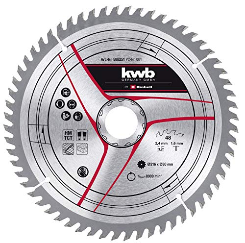 kwb by Einhell lame de scie aux carbures de tungstène (Ø 216 x 30 mm, 60 dents, pour scie à onglet radiale TC-SM 216 et scie à onglet TC-MS 216 Einhell)