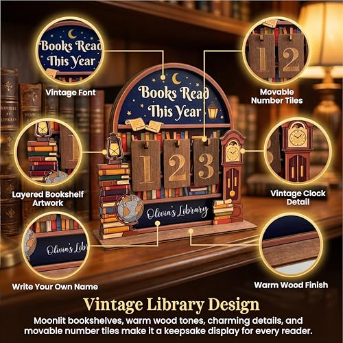 Woodamore Books Read This Year Counter, Book Tracker Gift for Book Lovers - Image 4