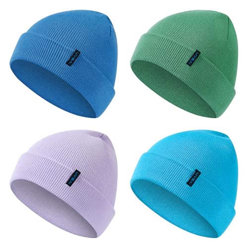 UVSAI 4 Pack Beanies Winter Soft Warm Hats for Men Women Cozy Knitted Cuffed Unisex Skull Beanie
