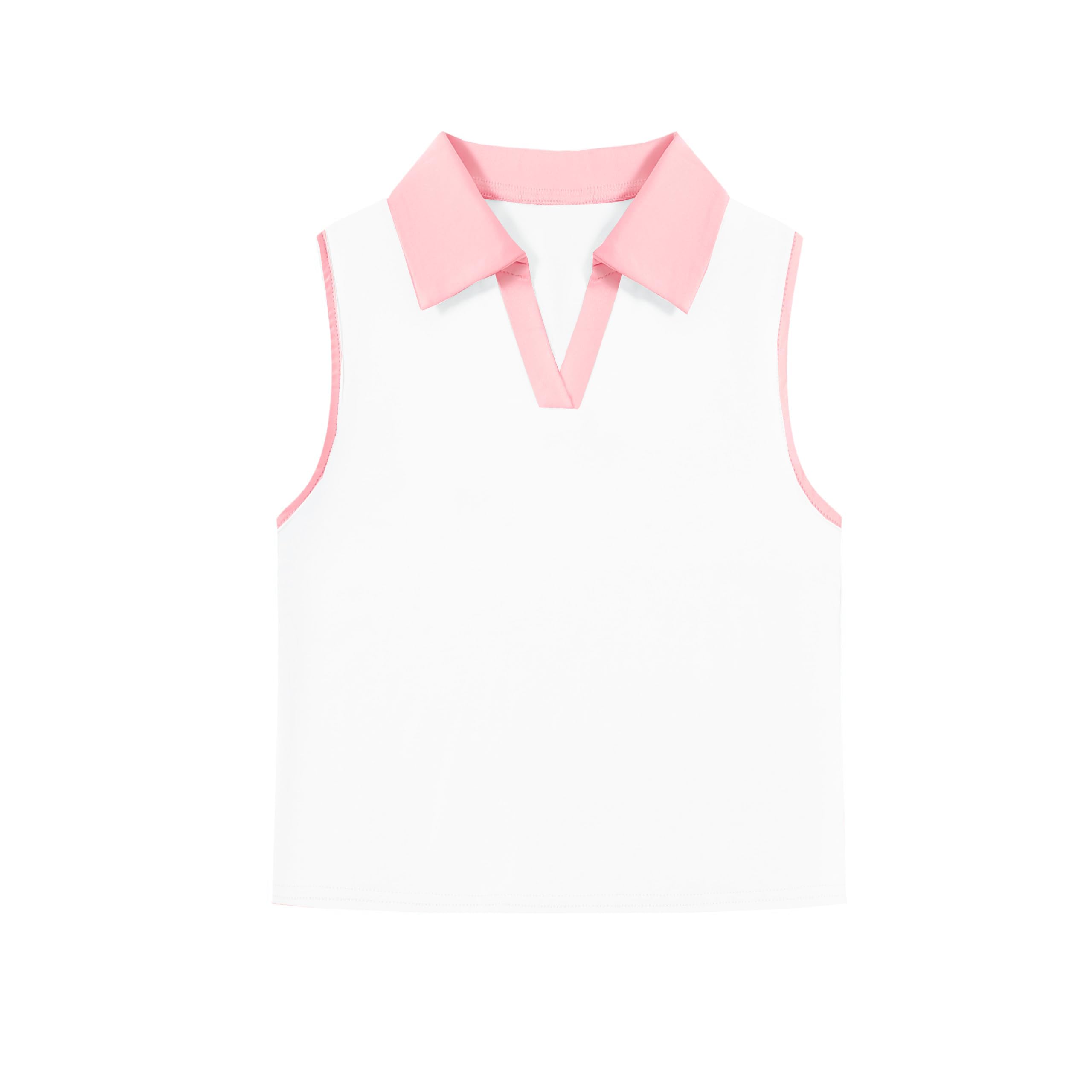 Vestido de tenis y golf para niñas, sin mangas, cuello en V, camiseta sin mangas y falda pantalón deportiva con bolsillos