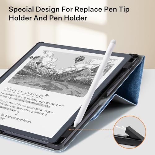 Image of CoBak Case for 11 inch Kindle Scribe 3rd Generation 2025, Kindle Scribe Colorsoft with Two Viewing Angles - All New PU Leather Cover with Auto Sleep Wake, Pen Holder. Sandy Beige