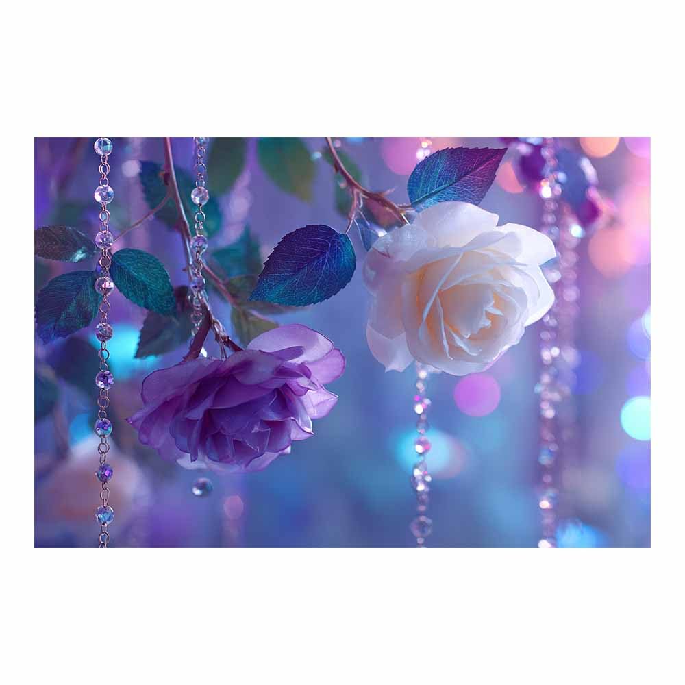 Xeniou Multicolor Flowers Wall Canvas Purple Crystal Flower Canvas Wall Art, For Bathroom Living Room Bedroom Office Kitchen(Multicolor)-80X120cm Unframed