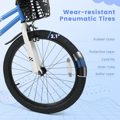 Image of BABY JOY Kids Bike, 12 14 16 18 Inch Boys Girls Bike for 3-8 Years w /Training Wheels, 20 Inch Children Bicycle for 8+ Teens w /Kickstand, Handbrake, Coaster Brake & Removable Basket, Sporty Bicycle