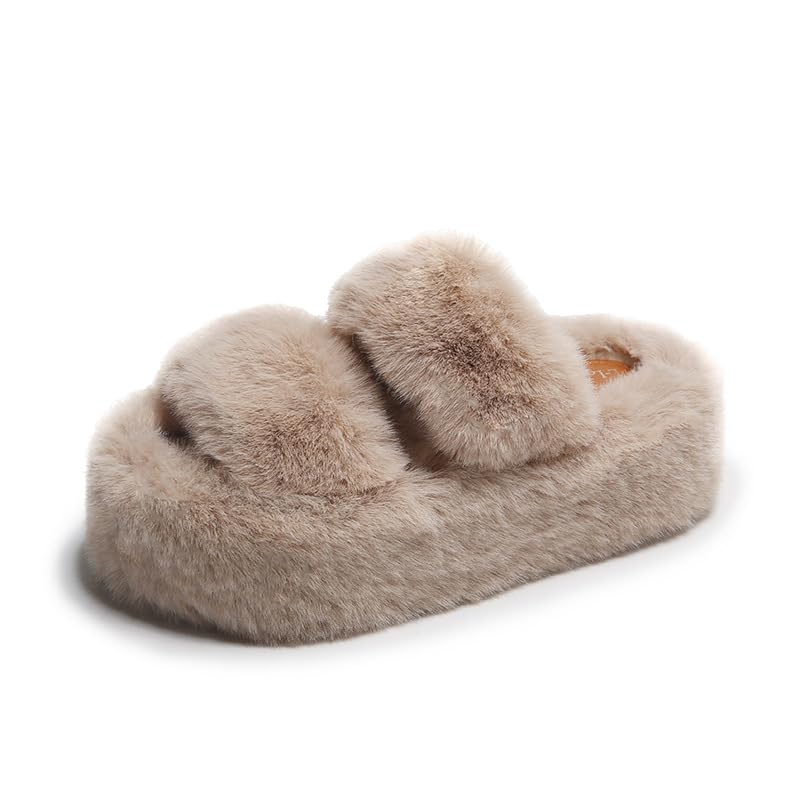 Women’s Fuzzy Memory Foam Slippers Soft House Slippers Cross Band Cozy Plush Furry Warm Home Slippers Fluffy Open Toe House Shoes Comfy Indoor Outdoor Slide Slipper Best Gift Idea