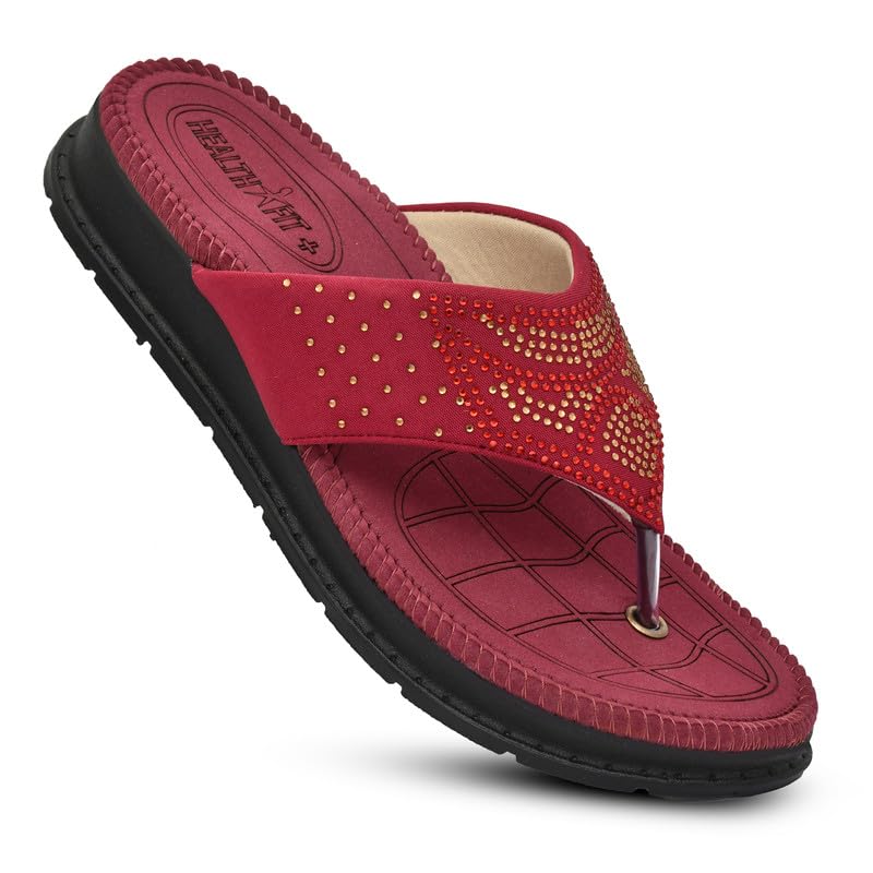 Image of HEALTH FIT Diabetic & Orthopedic with Super Extra Soft Ortho Care Anti-Skid Doubleu Flip-Flops for women Slippers /Doctor Chappal & Footwear HF329