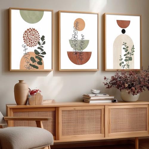 Image of kotart Boho Art Home Decoration Paintings With Frame For Living Room Bed Room Hotel Wall Decor Digital Reprint Set of 3 (13X17 inch)