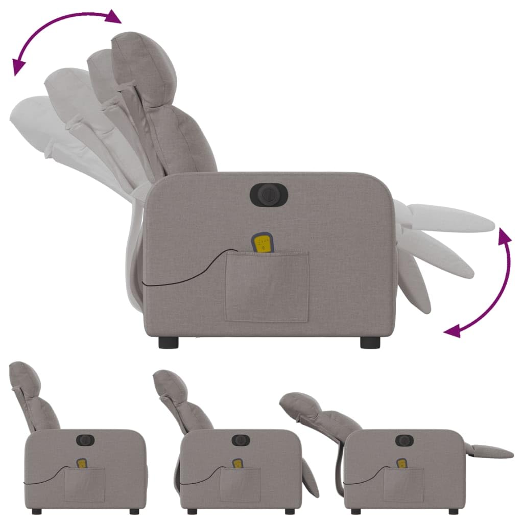 Homgoday Sedia da Massaggio,Poltrona Massaggiante Reclinabile Elettrica Tortora in Tessuto,Reclinabile Relax Massaggiante,Intelligente Poltrona Relax Tutto Il Corpo k