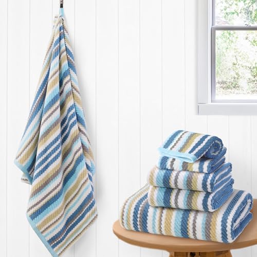 Luxury Striped Bath Towels Set (6-PC) 100% Cotton
