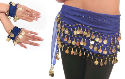 Costume de danse du ventre Foulard pièce ceinture danse du ventre ceinture en bleu foncé NOUVEAU Cover