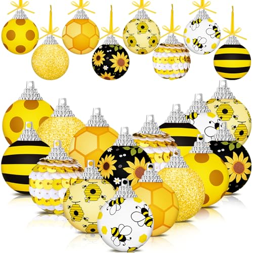 Riceshoot 12 Pcs Summer Tree Ornaments Sequin Ball Ornaments Decorative Tree Decorations Heart Sunflowers Rabbits Hanging Decorations for Holiday Wedding Anniversary Home Decor