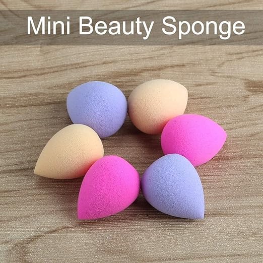 Image of Shimmer Multicolor Tear Shape Mini Beauty Blender Sponge With Storage Box - Pack of 5, Assorted Colour (Multicolor 5)