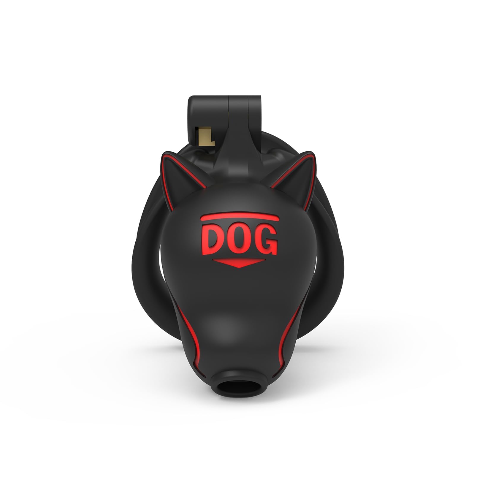 Ensemble de cage de chasteté masculine en forme de tête de chien, cage à pénis en résine nylon avec 4 tailles d'anneaux à pression et 2 clés jouets sexuels de chasteté (Dog)