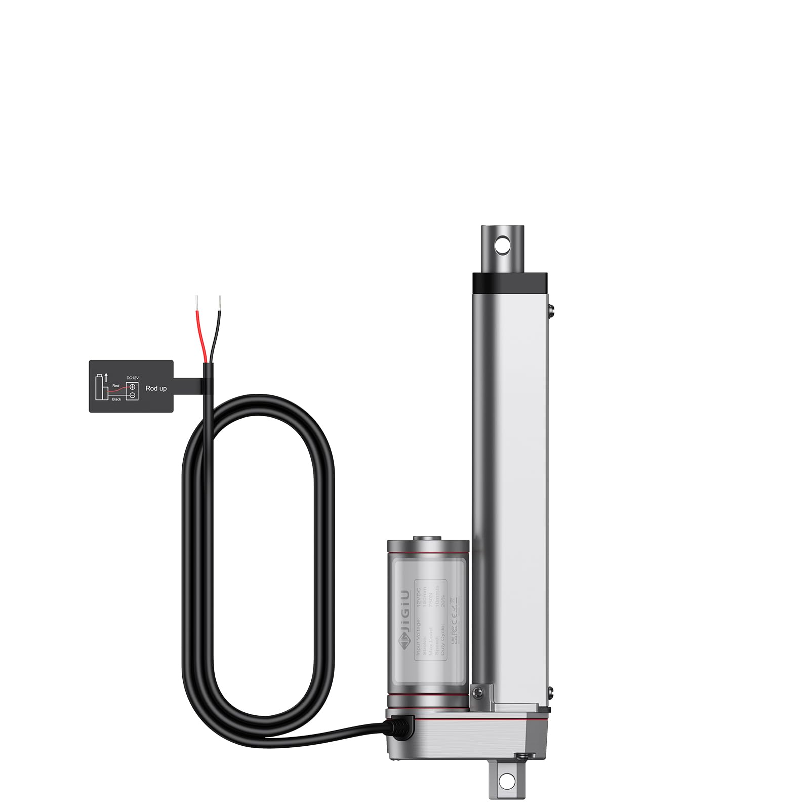 JiGiU Actuador Lineal 750N 150mm DC 12V 10mm/s IP65 Heavy Duty para Coche RV Puerta Eléctrica