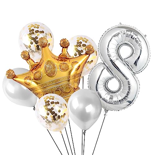 Image of 40 Inch Silver Number Balloons, Helium Mylar Foil Number Balloons for Birthdays, Number 8 Balloon for Party Wedding Bachelorette Birthday Bridal Shower Graduation Anniversary Celebration Party Decorations Supplies