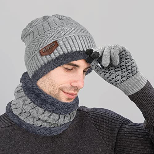 Winter Beanie Hats Scarf Gloves Set Thick Warm Slouchy Beanies Hat Knit Skull Cap Neck Warmer for Men Women