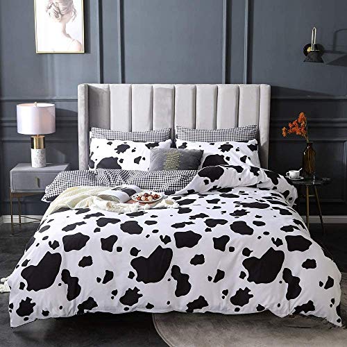 Homewish Kinder Karikatur Bettwäsche Set Kuhdruck Bettbezug Schwarz Weiß Trösterbezug Milchkuh Tier Tagesdecken Bezug 2 Stück Reversible Plaid Gitter Dekor Teen Jungs Mädchen Zimmer Dekor, 135X200 3 Homewish Kinder Karikatur Bettwäsche Set Kuhdruck Bettbezug Schwarz Weiß Trösterbezug Milchkuh Tier Tagesdecken Bezug 2 Stück Reversible Plaid Gitter Dekor Teen Jungs Mädchen Zimmer Dekor, 135X200