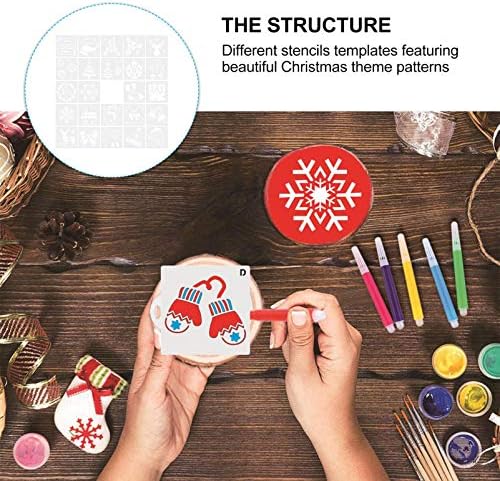 ULTECHNOVO Christmas Stencils for Painting on Wood - 24Pcs Inches Reusable Christmas Stencils Craft Drawing Painting Spraying Template for Greeting Cards or Ornaments Wall DIY Projects Decoration