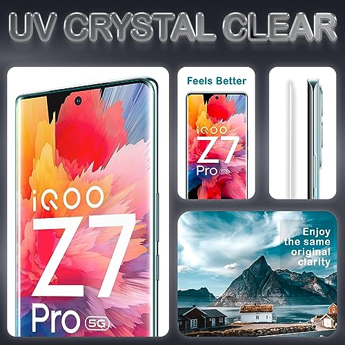 Image of FIRST MART Military Grade UV Tempered Glass For IQOO Z7 Pro (6.78 Inch) With Easy UV Installation Kit | Edge To Edge Full Screen Coverage | Crystal Clear, Pack of 2