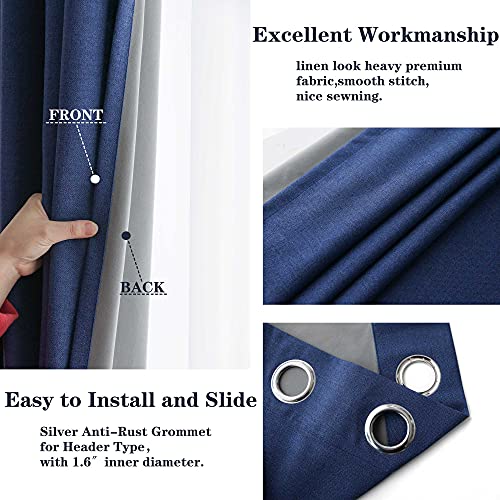 Cucraf Full Blackout Window Curtains,Thermal Insulated Room Darkening Drapery For Bedroom Living Room,2 Panels Set(52 X 95 Inches, Navy Blue) #TOP4
