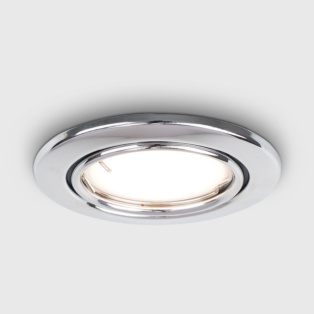MiniSun | Fire Rated Brushed Chrome Tiltable GU10 Recessed Ceiling Downlight | Ceiling Spots, Home Décor & Improvement Essential