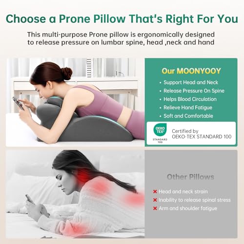 Image of MOONYOOY Memory Foam Ergonomic Rest Pillow for Sleeping, Acid Reflux & GERD Relief - Elevation Bed Support Pillow for Back Pain, Post Surgery Recovery, Reading with Removable Washable Cover Gray