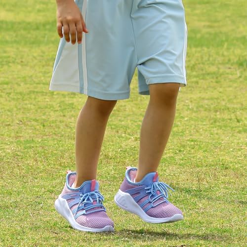 Runside Boys Girls Tennis Shoes Kids Lightweight Breathable Sneakers Lace-Up Running Athletic Shoes For Toddler/Little Kid/Big Kid Purple thumb #4