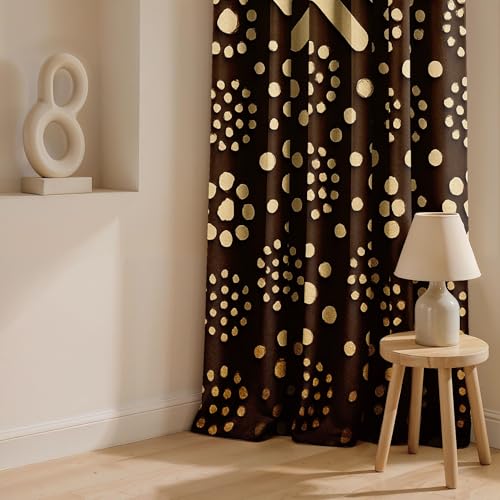 Image of Ultimate Trends Room Darkening Digital Printed Modern Curtain 65-70% Opacity,Diamond Eyelets, Tie Back, Modern Prints, 8 FEET Pack of 1,Taupe