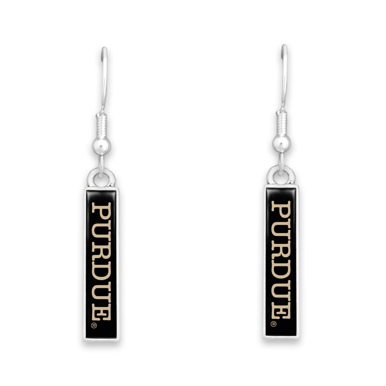 From the Heart Purdue Boilermakers Nameplate Earrings Silver Jewelry Gift