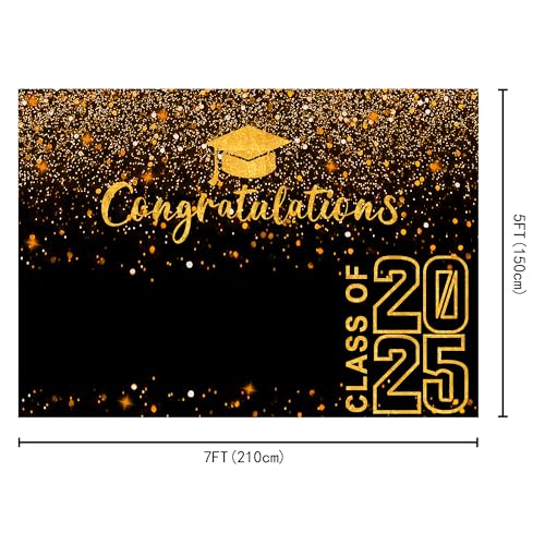 Fondo Decorativo Graduación 8x6 FT Clase 2026 Negro Dorado miniatura 5