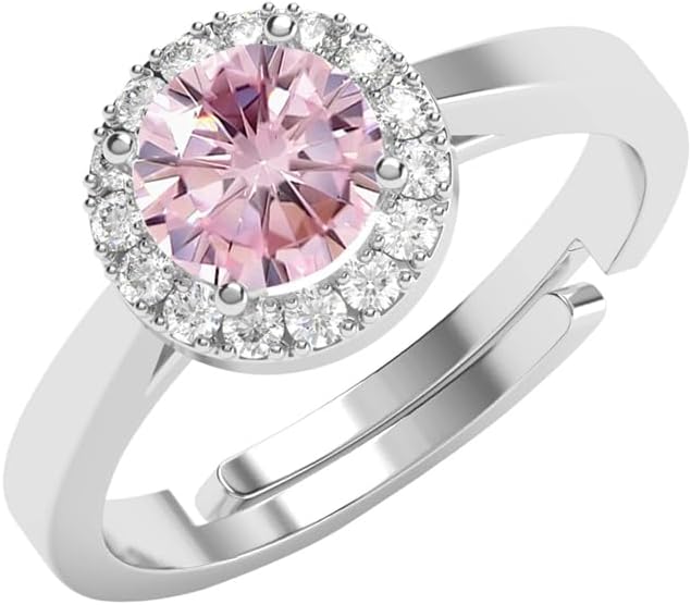 925 Sterling Silver Pink Solitaire Pendant Earring Chain Bracelet Ring Jewellery Set | Rhodium Plated, Swiss Zirconia | Gift for Women & Girls