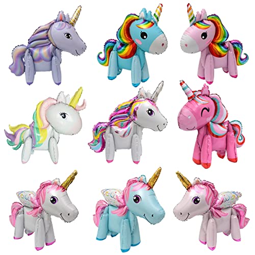 Globos Unicornio Cumpleaños 3D 9 Piezas, Globo Unicornio, Globos De Aluminio Para Fiestas, Juguetes Para Bodas, CumpleañOs, Baby Shower, DecoracióN, Regalos Cover