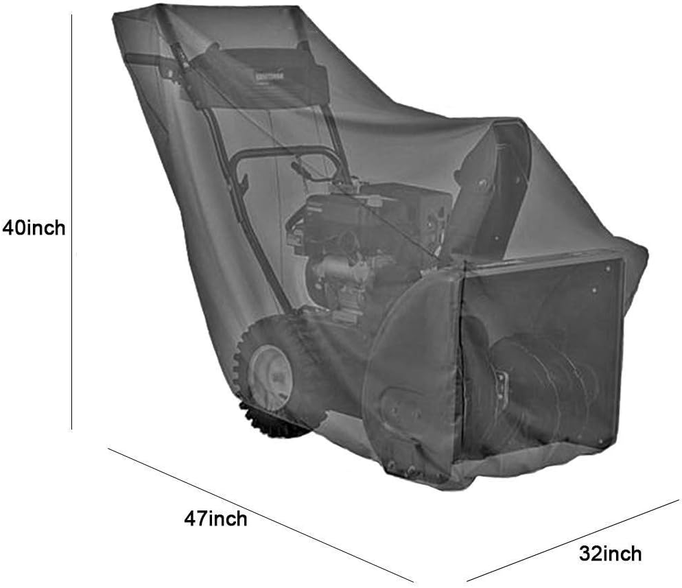 review Quekehis Snow Blower Cover with Drawstring Waterproof Heavy Duty 420D Snow Thrower Cover for Most Electric Two Stage Snow Blowers 47x40x32Inch Black