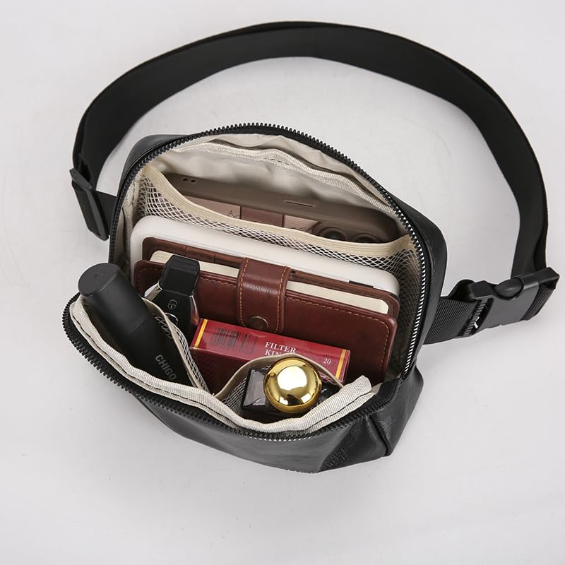 Image of Leather Chest Bag for Women, Crossbody Belt Bag Fanny Pack Purse Fashionable Waist Bags Handbag for Everyday Use Trip Walking Hiking