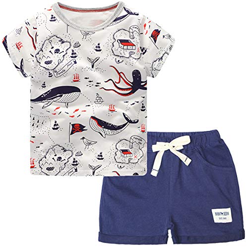 Image of Little Boys Shorts Set Toddler Boys 100% Cotton Summer Short Sleeve T-Shirts and Shorts Clothing Sets 2PCS