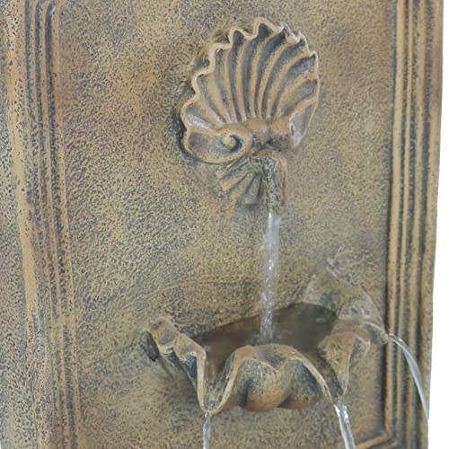 Sunnydaze Seaside 27-Inch Polystone Outdoor Wall Fountain - Electric Submersible Pump - Florentine Stone Finish Sunnydaze Seaside 27-Inch Polystone Outdoor Wall Fountain - Electric Submersible Pump - Florentine Stone Finish