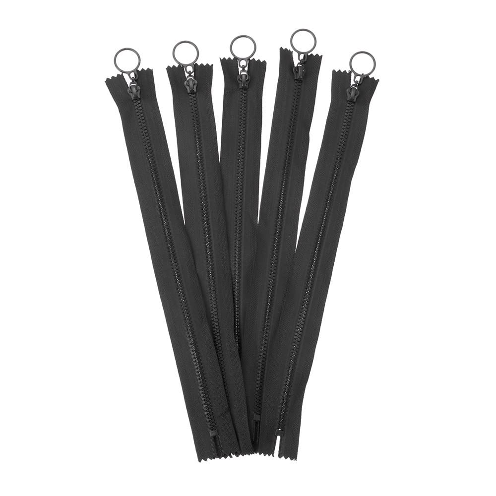 Duo Er 20Pcs-25Cm Black 20 Pcs 25Cm Resin Colorful Zippers Round Ring Zipper For Diy Sewing Clothing Bag Garment Accessories (Color : )