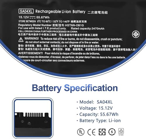 Image of Wefly SA04XL Laptop Battery Compatible for HP Envy X360 15-DR 15-DS 15M-DR 15M-DS 15Z-DS 15T-DR 17-CG 17M-CG 17T-CG 15-dr1xxx 15m-ds0011dx 15m-dr0012dx Series L43248-541 HSTNN-OB1G Laptop Battery