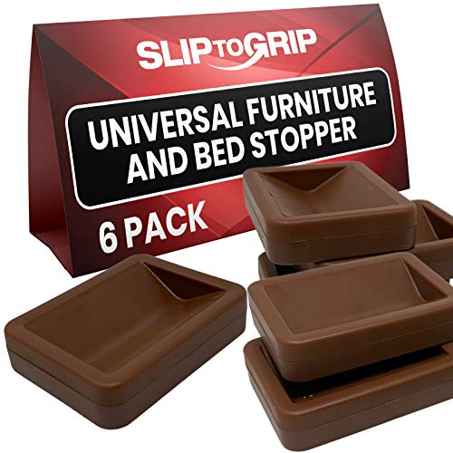Sliptogrip Bed And Furniture Stoppers - Non Slip Rubber Backing Protects Floor, Fit All Wheels Of Furniture, Sofa Bed Chairs-Made Up Of Solid Abs Plastic Prevents Scratches And Sliding (6, Brown) #TOP14