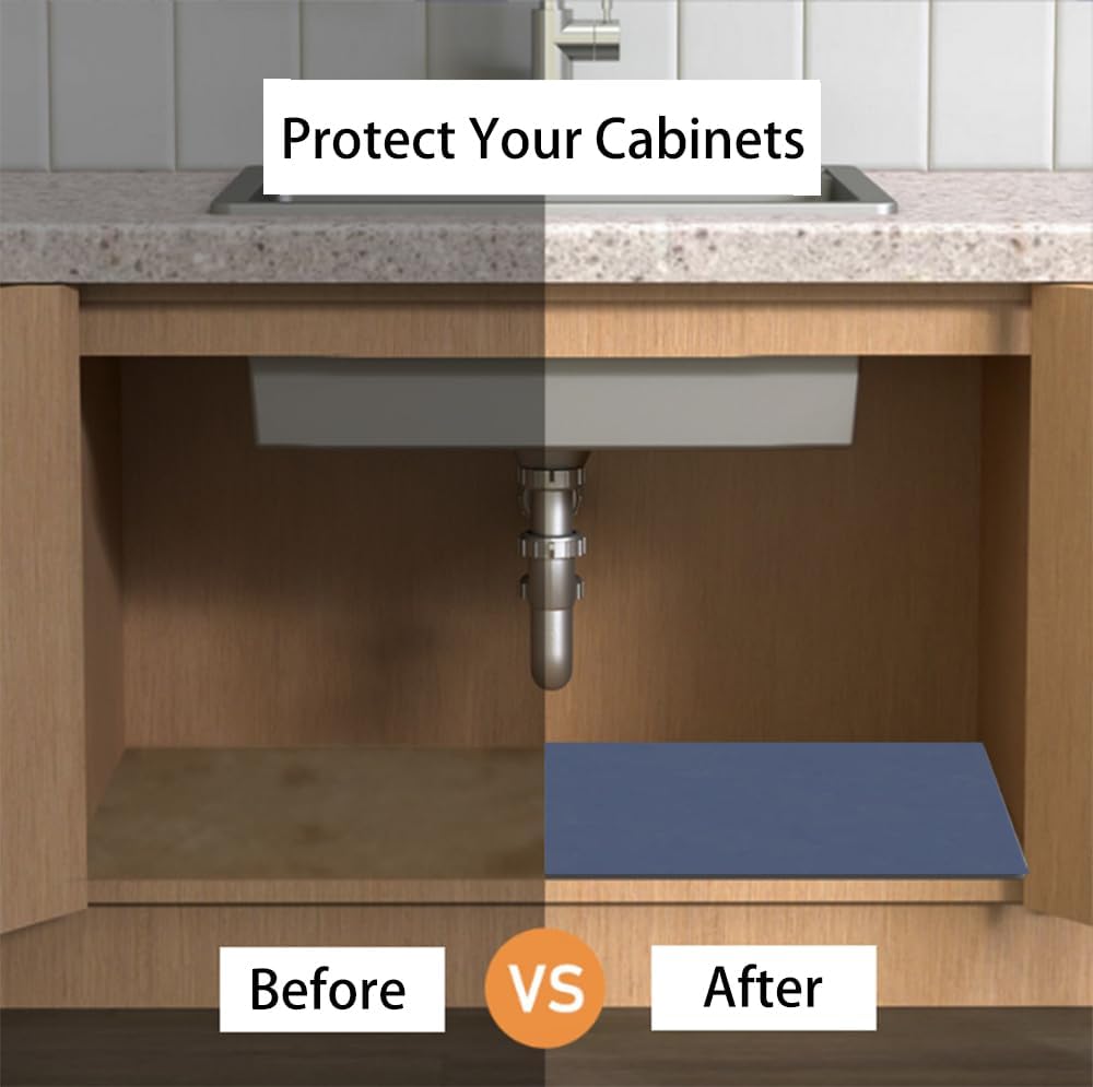 Colorful Under Sink Mat for Bathroom Kitchen Waterproof, Cute Cabinet Mat Cuttable Cabinet Shelf Protector, Absorbent Quick Drying Mat, 23.6X31.5 in (Colorful-B)
