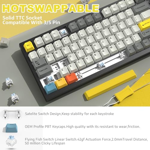 Image of ATTACK SHARK Ajazz AK820Pro Spiral Wired Mechanical Keyboard, Bluetooth 5.1 /USB-C /2.4G, Wireless Gaming Keyboard 75%, TFT Smart Display and Knob, PBT RGB Baclit Keyboard Assembled