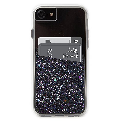 Case-Mate CM035992 - Stick On Credit Card Wallet - POCKETS - Ultra-slim Card Holder - Universal fit - Apple – iPhone – Samsung – Galaxy - and more – Black Iridescent Glitter