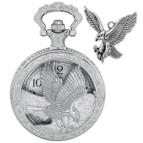 Image of Tiong Pocket Watch Pattern Vintage Quartz Pocket Watches with Chain Christmas Graduation Birthday Gifts Fathers Day