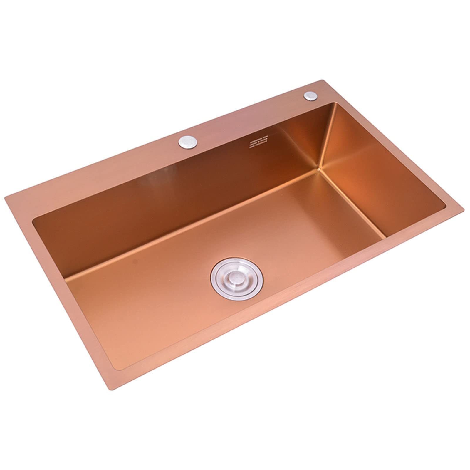 Évier acier inoxydable or rose 60x45 cm cuve profonde 21cm angle R10 pour cuisine