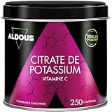 Citrate de potassium 3705 mg - 250 comprimés non enrobés - Potassium pur 1000 mg + Vitamine C 80 mg - Supplément sportif - Muscle,...
