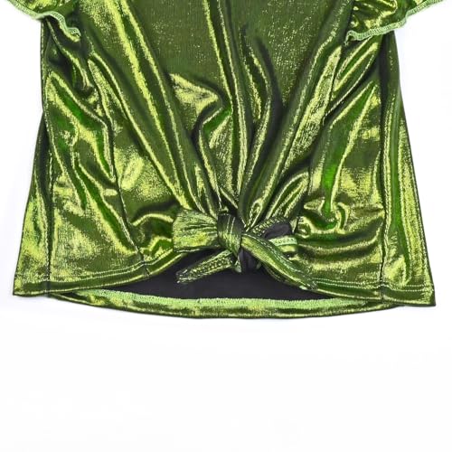 Image of Mirawise Girls Shirts Metallic Tops Clothes Tshirt Ruffle Short Sleeve Tee Size 6-14