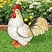 Exhart Garden Sculpture, Solar Rooster Garden Statue, LED Light, Outdoor Lawn and Yard Decoration, 6 x 11 Inch