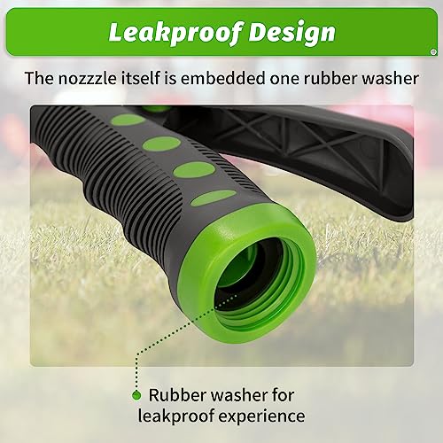 Image of AUTOMAN-Garden-Hose-Nozzle,ABS Water Spray Nozzle with Heavy Duty 7 Adjustable Watering Patterns,Slip Resistant for Watering Plants,Lawn& Garden,Washing Cars,Cleaning,Showering Pets - Green